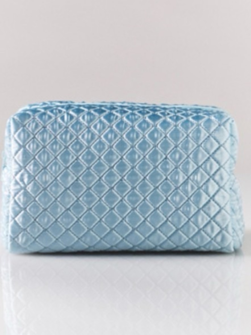 Anthropologie Quilted Satin Cosmetic Bag Light Blue Travel Something Blue Gift